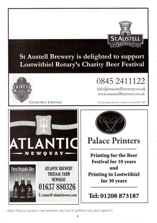 10th (2013) Lostwithiel Charity Beer Festival Programme